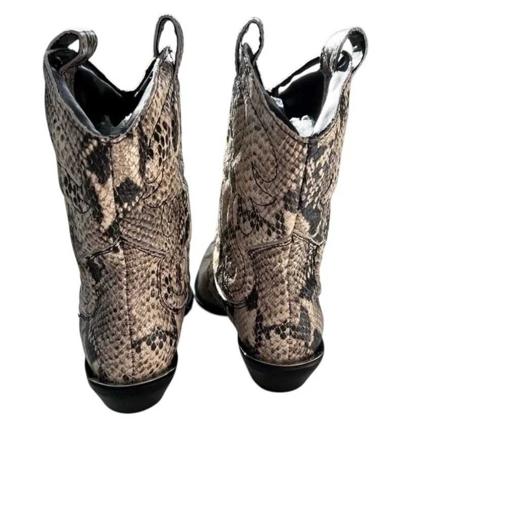Schutz Zachy Western Snakeskin Leather Boots Pointed Toe Women’s 6.5